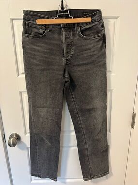 Denim Forum Arlo High Rise Charcoal Black Straight Jeans